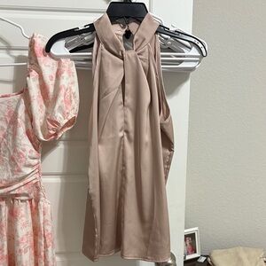 SHEIN Satin Beige Halter Blouse